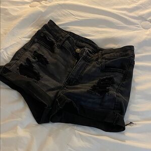 American Eagle Outfitters Black Distressed Jean Shorts